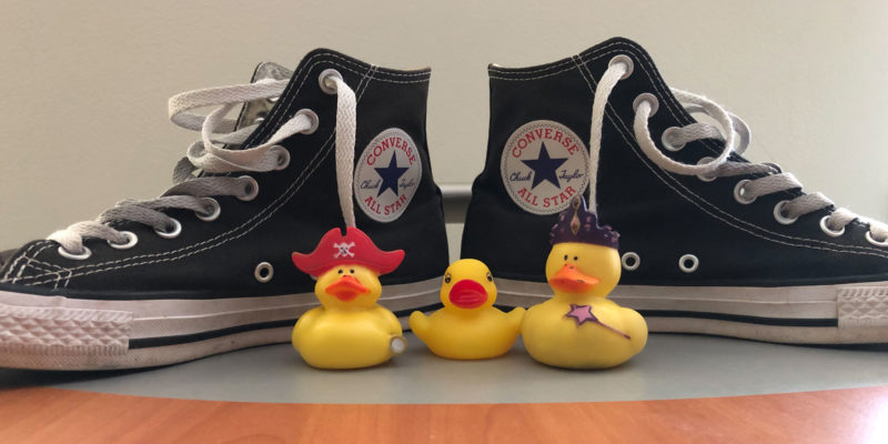 sneakers with rubber ducks