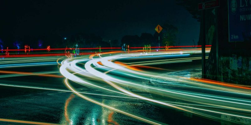 time lapse of cars at night