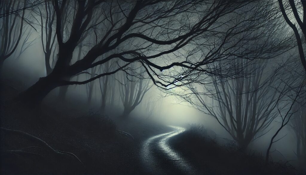 image of a murky, misty path