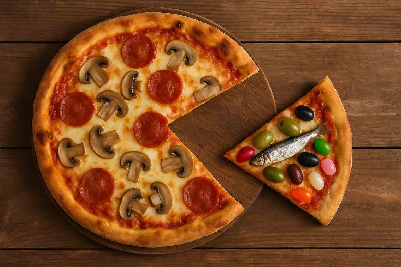 pizza - Low Two Pair picture of a pizza with terrible toppings