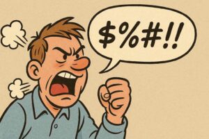 a cartoon image of someone swearing
