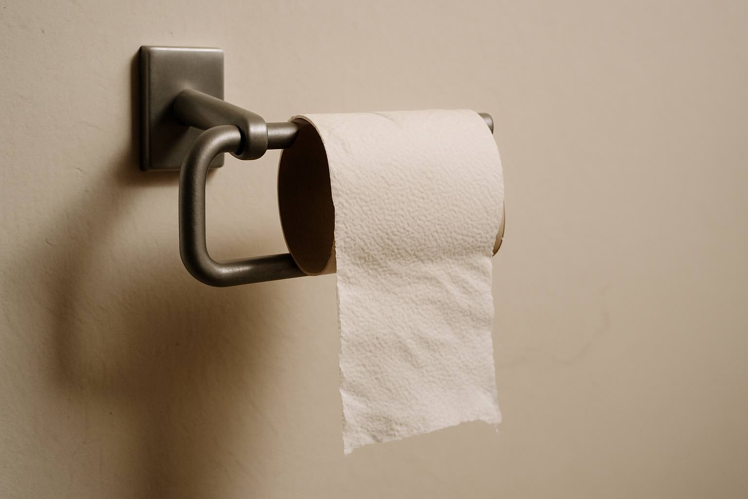 toilet-paper - Low Two Pair A nearly empty toilet paper roll hanging by a thread, symbolizing life's small disappointments.