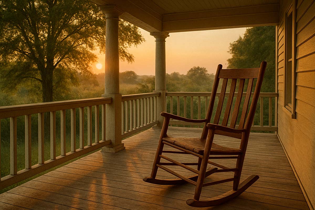 rocking-chair - Low Two Pair rocking chair sitting on a back porch