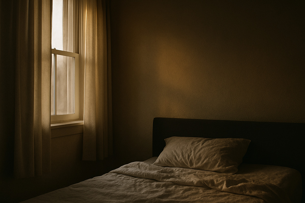 an empty bed at dawn