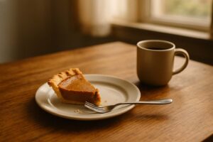 thanksgiving pie and a cup of coffee