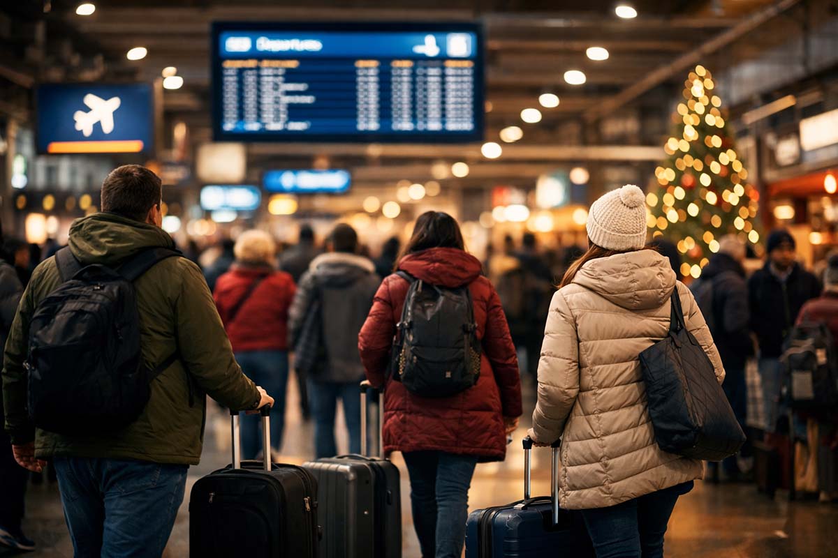 an airport at Christmas