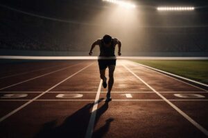 runner crossing the finish line